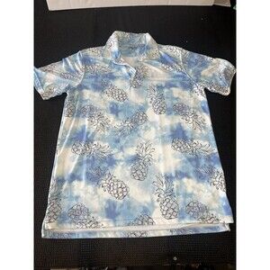 The Endless Summer‎ Mens Pineapple Performance Polo Shirt Sz Medium Blue